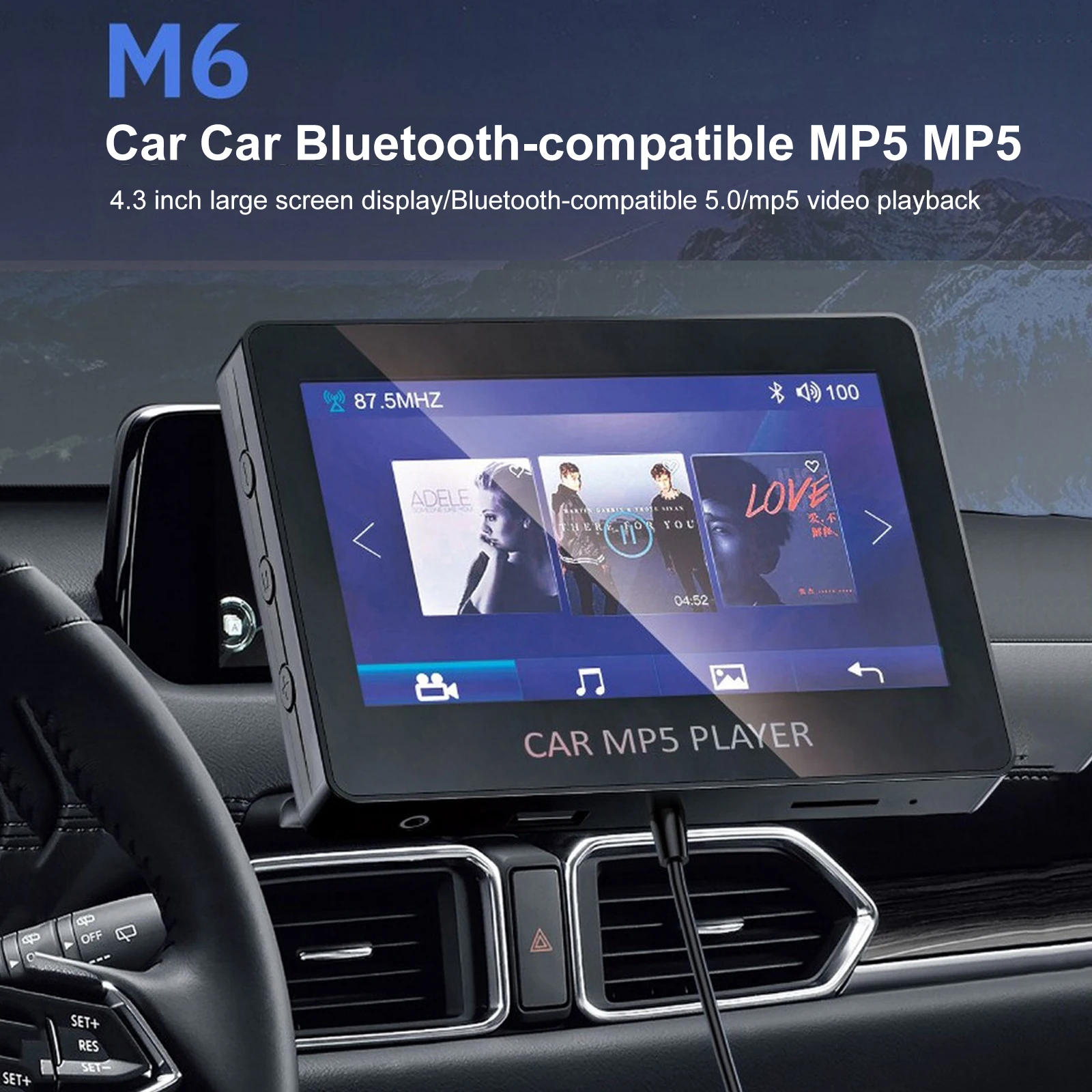 

4.3'' Car Mp5 Player Bluetooth-compatible FM Transmitter Kit Wireles Handsfree AUX USB Charging Universal Auto Multimedia