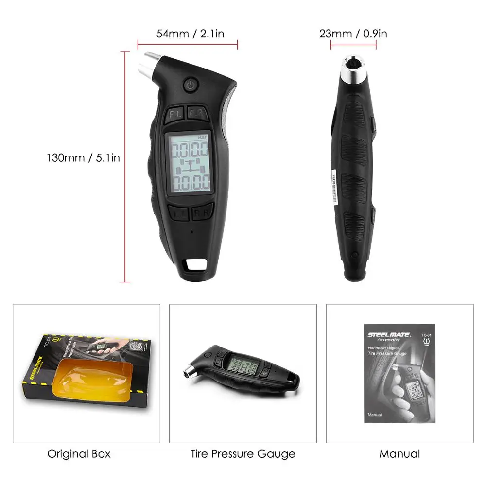 Ручной цифровой измеритель давления в шинах Steelmate Φ TPMS Функция отключения