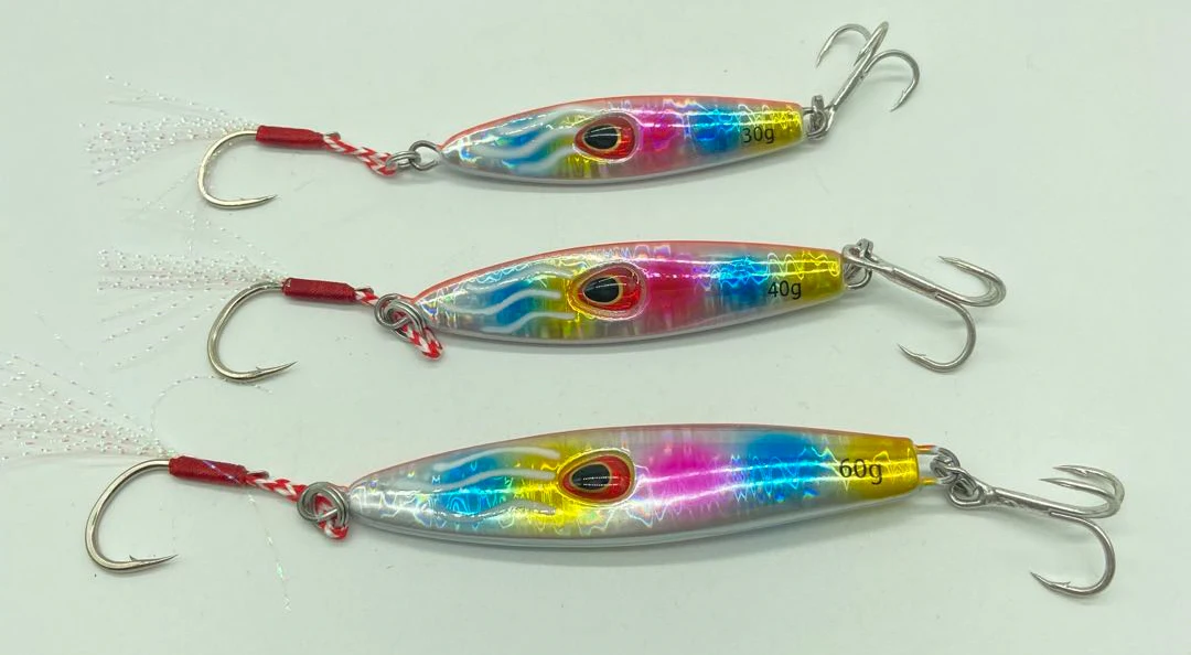 

TL Slow Sinking Jigging Lure Japan Laser Glow Metal Jigs Sea Fishing Artificial Glow Saltwater Bait 30g40g60g with hooks