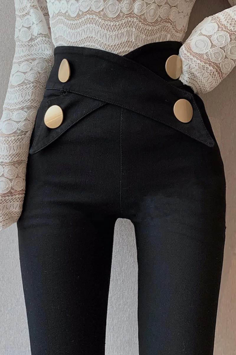 

Design Sense Cross High Waist Pants Autumn 2020 New Fashion Versatile Elastic Slim Slim Leg Pencil Pants