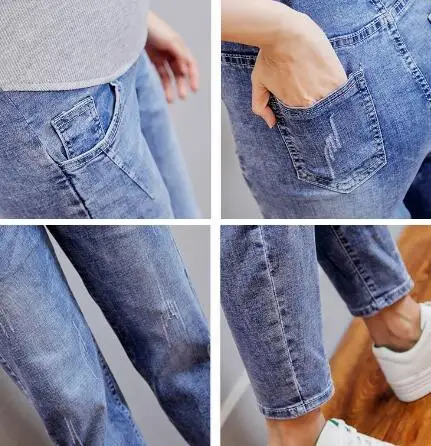 

Maternity Denim Pants Jeans for Pregnant Women Clothes Elastic Waist Belly Loose Straight Pants Pregnancy Gravidas Clothing