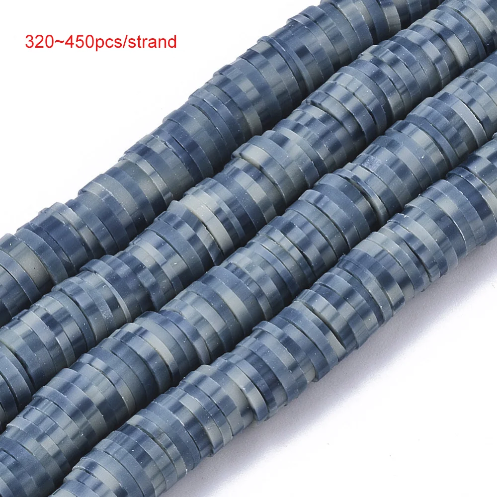 

1strand Handmade Polymer Clay Bead Strands Heishi Beads Round Steel Blue 6x0.5~1mm Hole: 2mm m) For DIY