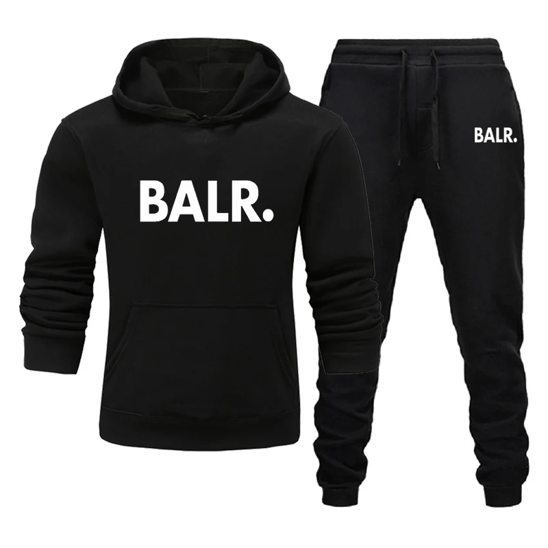 

Sports Fitness BALR Men Women Set Hoodies+Pants 2 Pieces Sets Autumn Winter Hooded Tracksuit Male Sportswear Gym Sudadera Hombre