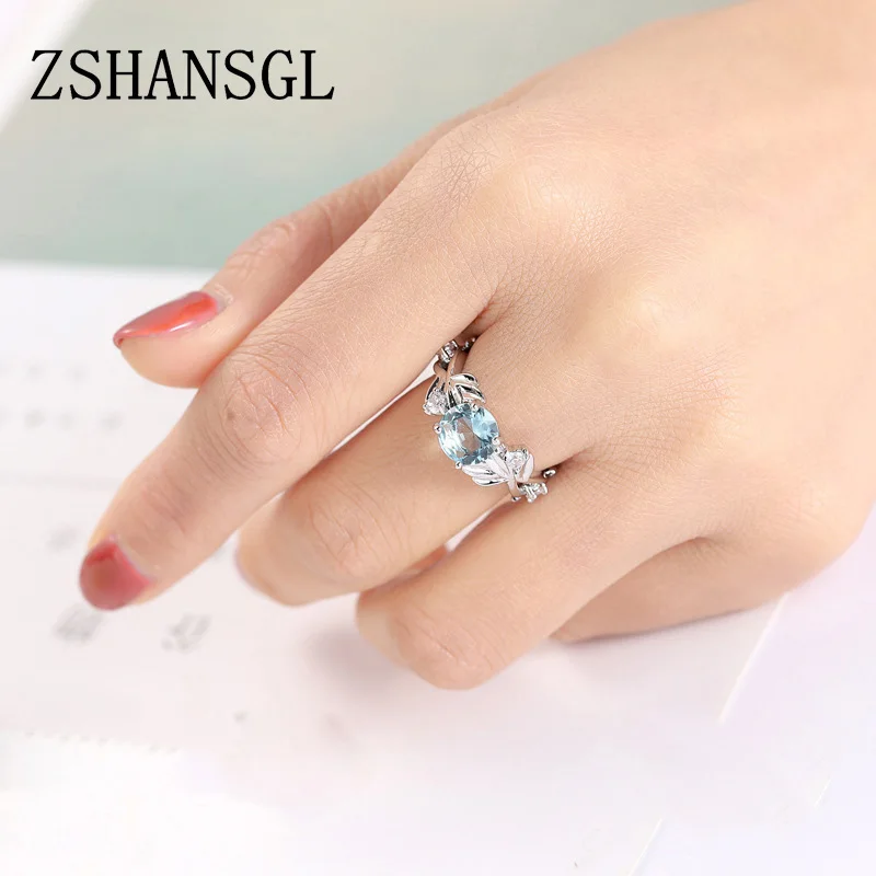 Роскошные большие синие/розовые овальные кольца с фианитами для женщин