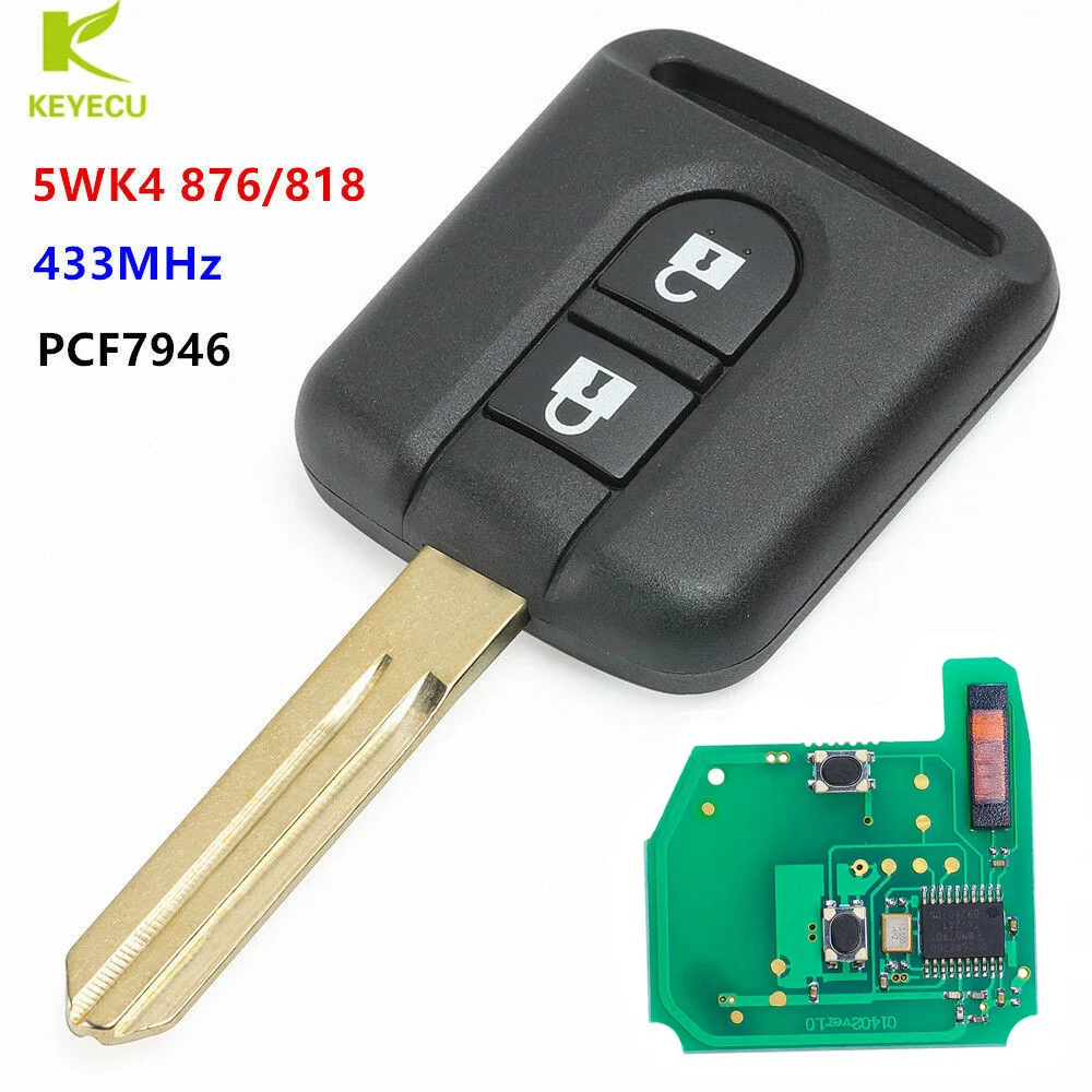 KEYECU Замена дистанционного ключа Fob 2 кнопки 433 МГц ID46 для Nissan Qashqai Elgrand X TRAIL Navara Micra