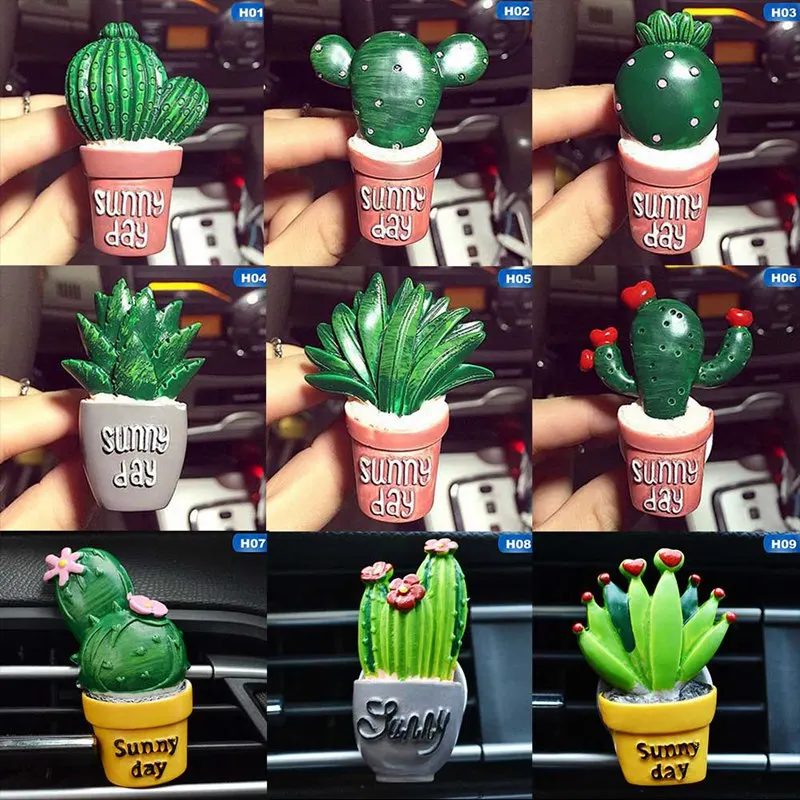 

Car Decorations Resin Cactus Aloe Ornaments Air Outlet Perfume Clip Green Potted Plants Perfume Holder Vent Aromatherapy Climp