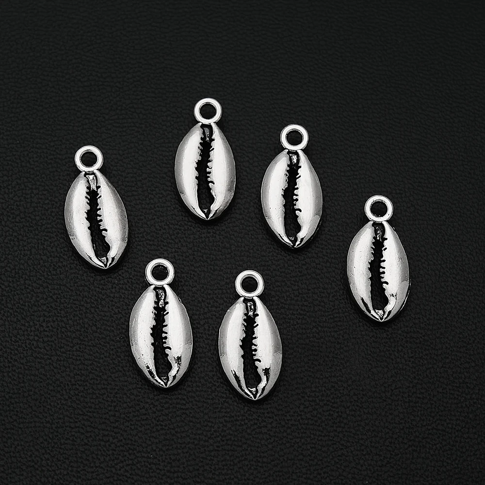 

20pcs/Lots 8x18mm Antique Silver Plated Shell Charms Ocean Life Sea Pendants For Diy Paired Earrings Designer Jewelery Supplies