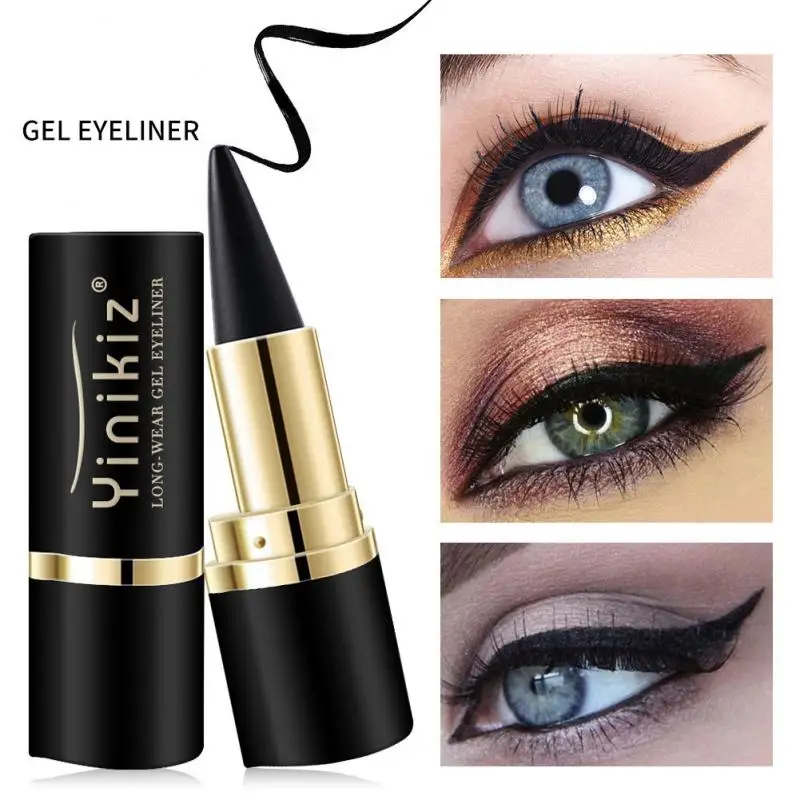 

Yinikiz Black Deep Eyeliner Waterproof Long Lasting Easy To Color Solid Eyeliner Not Easy To Smudge Eyeliner Pencil Makeup TSLM1