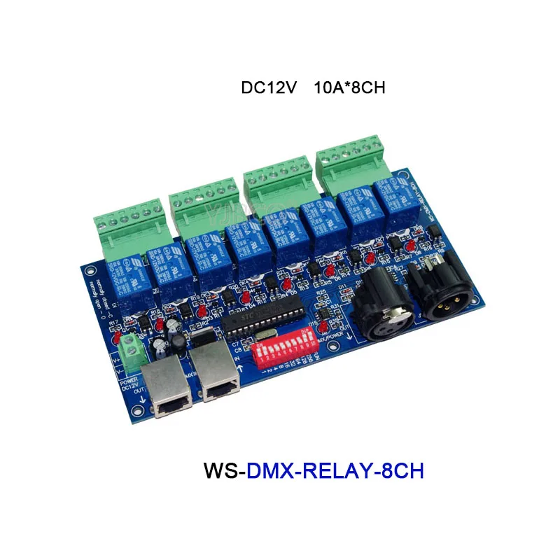 

Free shipping DC12V 3CH/4CH/6CH/8CH/12CH/16CH Relay switch dmx512 Controller with XRL RJ45 for led lamp light