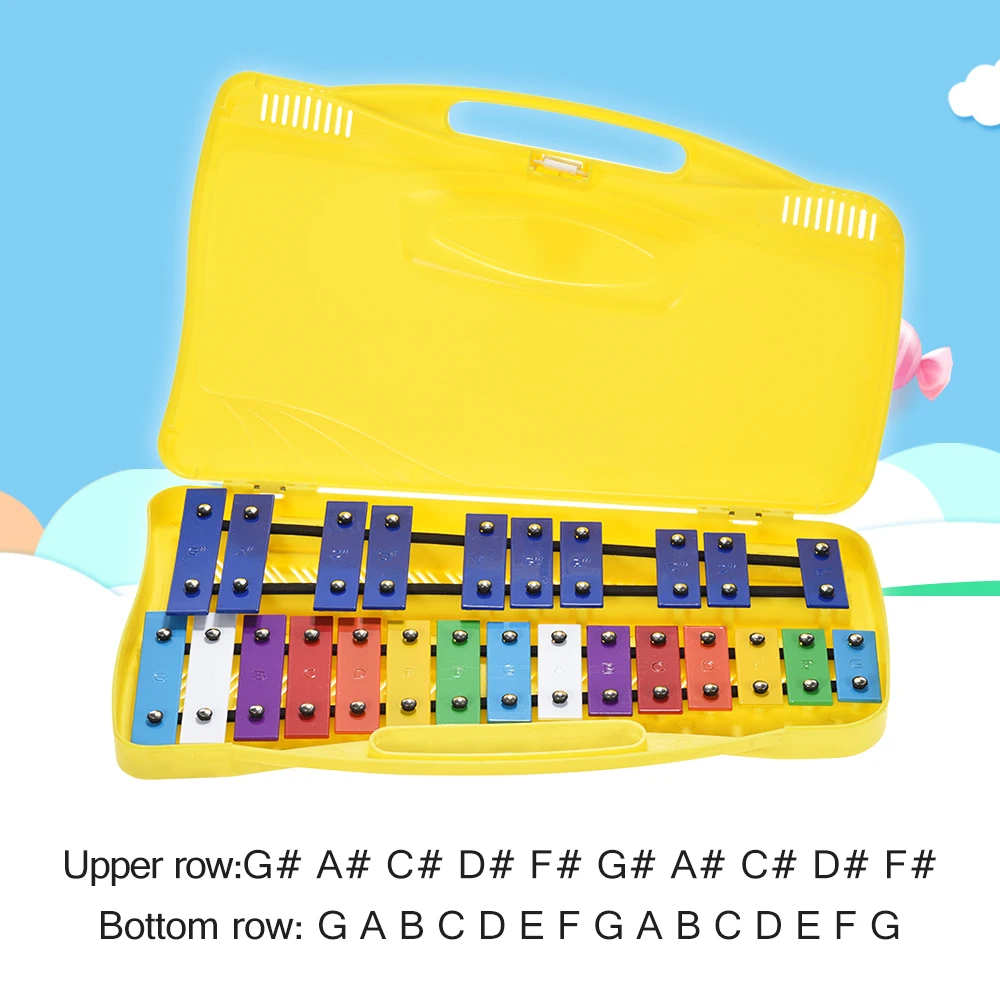Красочный ксилофон 25 записей игрушечный музыкальный инструмент с 2 маллетами