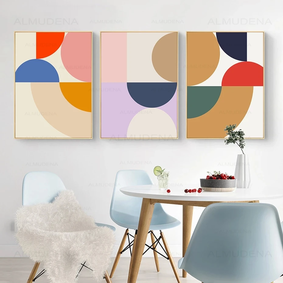 

Modern Abstract Geometric Color Block Poster and Prints Canvas Printings Wall Art Pictures Living Room Home Decor No Frame