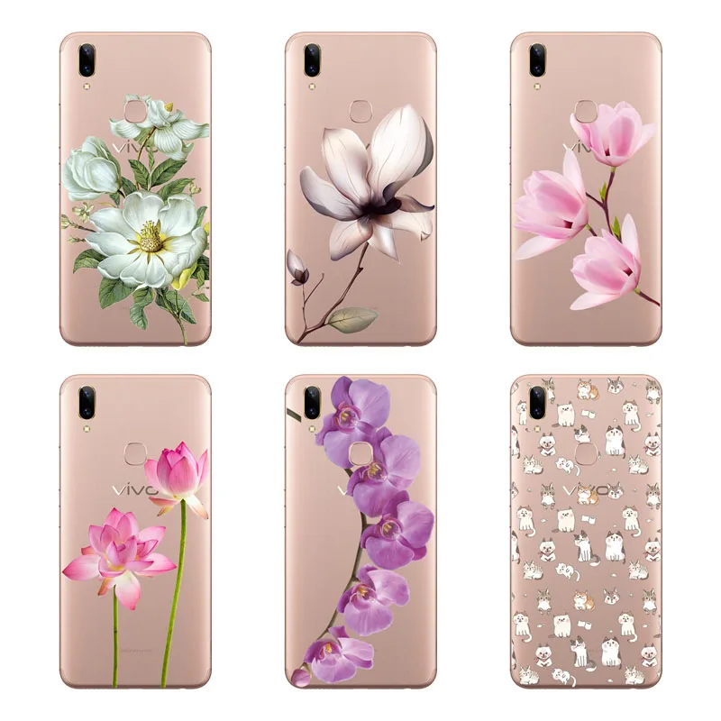 Мягкий чехол из ТПУ для vivo v9 y85 y81 y71 с цветком v 9 y 81 71 защитный телефона |