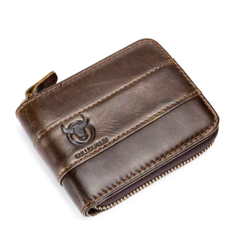 

Large capcity genuine leather men wallet with 12 card slot ID window