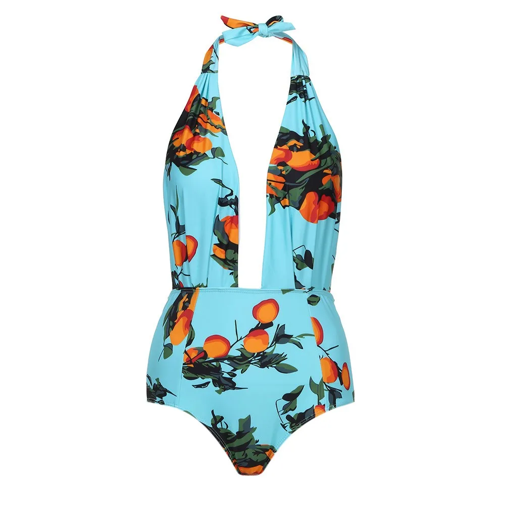 SAGACE сексуальный женский купальник с цифровой печатью и открытой спиной ретро