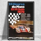 Постер Le Mans с гоночной машиной, 24 часа, Картина на холсте, винтажная 1970, гонки, настенное искусство, декоративная картина для гостиной, домашний декор