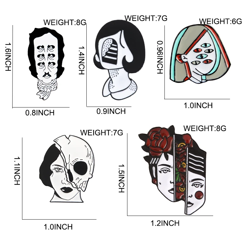 

Split Face Pins Flower Face Lapel Pins Four Eyes Enamel Pin Halloween Lapel Pins Weird Badges Brooch Wholesale Gifts for Friends