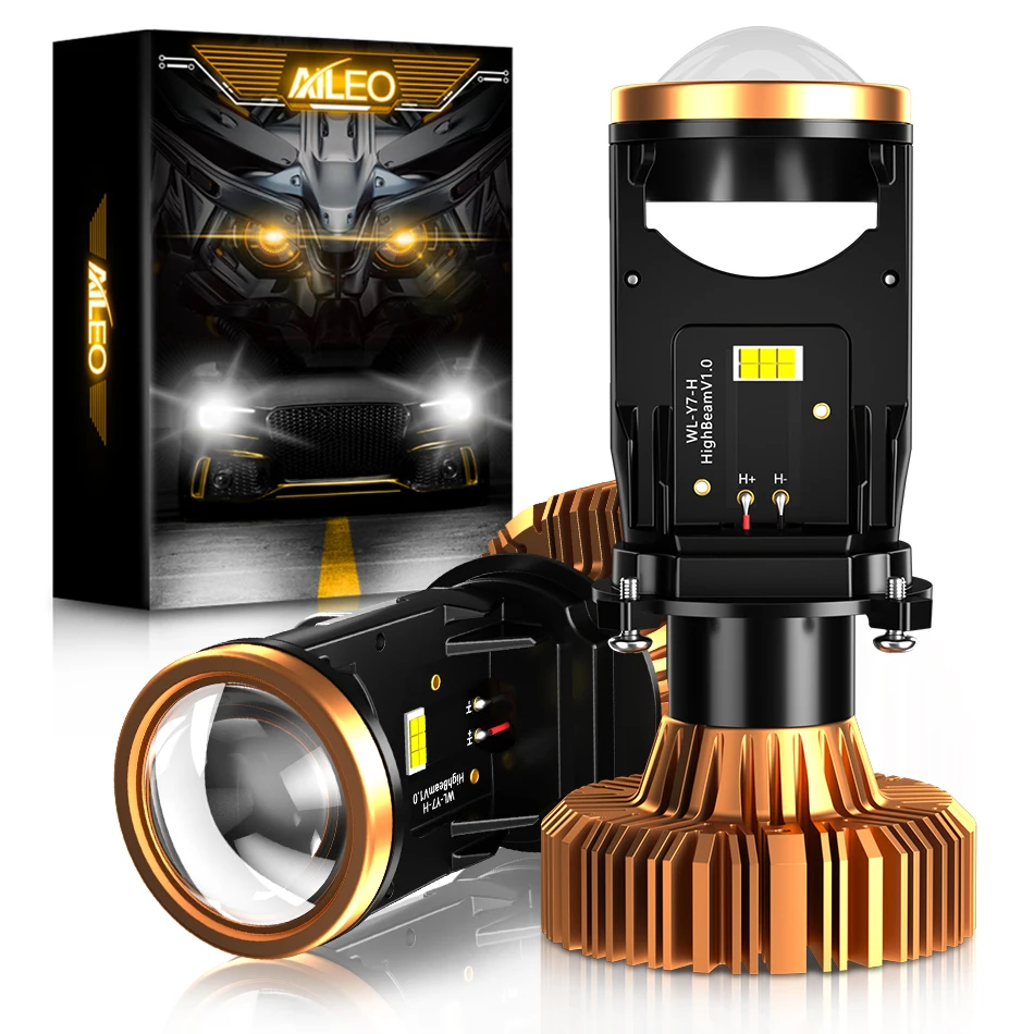 AILEO H4/9003/HB2 Led Canbus Car Headlights Conversion Kit Mini Projector Lens 100W 6500K White High Low Beam 20000LM
