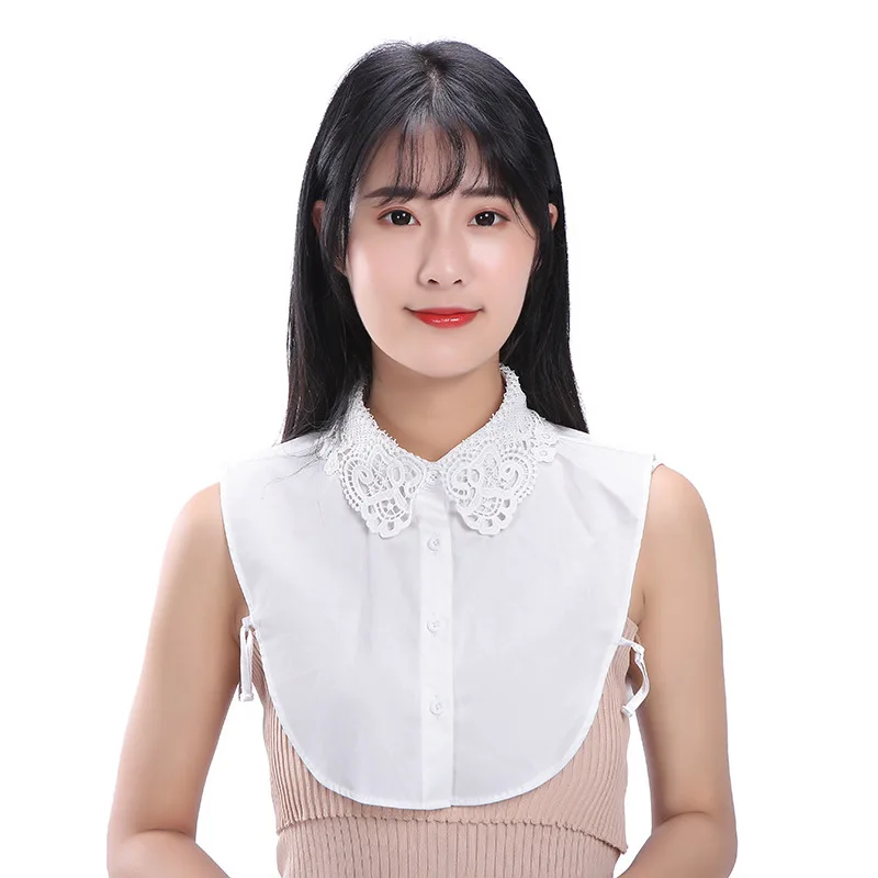 

Women Shirt Fake Collar White False Collar Tie Detachable Collar Lapel Blouse Top Half Shirt Decor Clothes Accessories