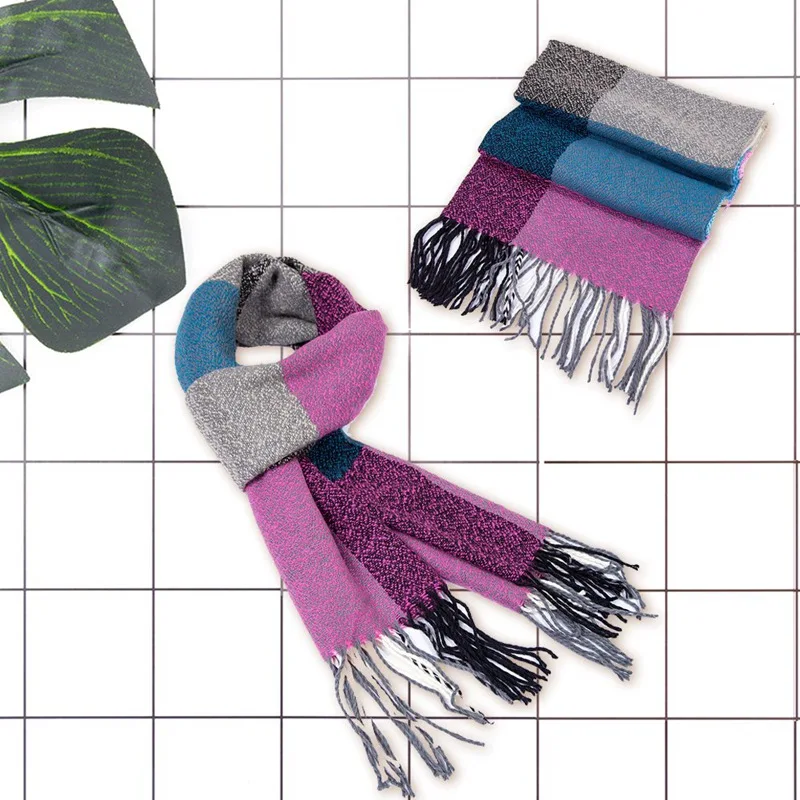 

New Women's Winter Scarf Classic Plaid Scarf Female Warm Soft Cashmere Scarves Chunky Large Blanket Wrap Shawl Scarves