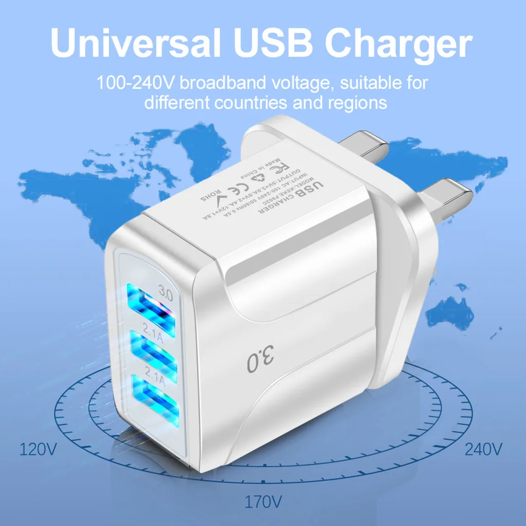 Ouhaobin штепсельная вилка британского стандарта QC 3 0 Зарядное устройство 2.1A USB