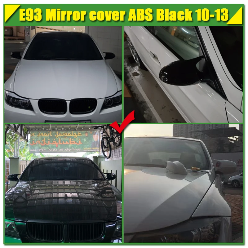 For BMW 3-Series E93 LCI 2-door Convertible Rear Mirror Cover Caps Add on Style M3 Look ABS Gloss Black 1:1 Replacement 2010-13 |