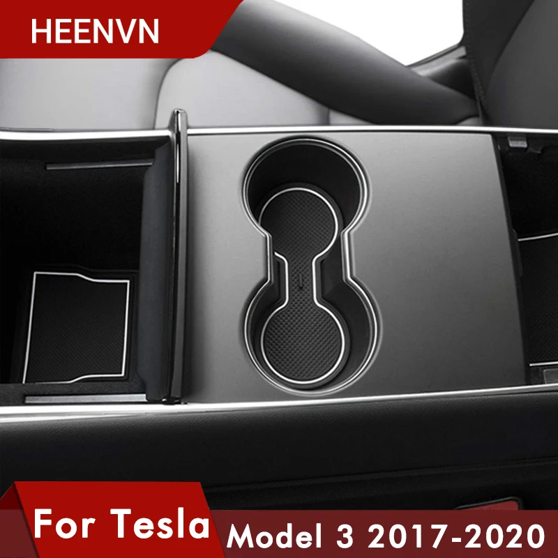 

Heenvn 7Pcs/Set For Tesla Model 3 Accessories Gate Slot Pad Door Groove Mat Center Console Cup Holder Model3 Car Accessory Three