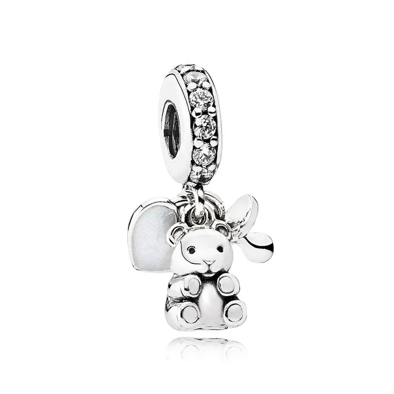 Браслет женский из серебра 925 пробы с подвеской-медведем | Украшения и аксессуары