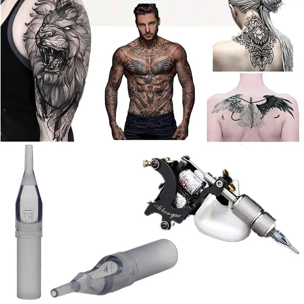 

100pcs Assorted Disposable 3D-5D-7D-9D-11D-14D Size Gray Tattoo Tips for Tattoo Needles Plastic Sterilize Tip