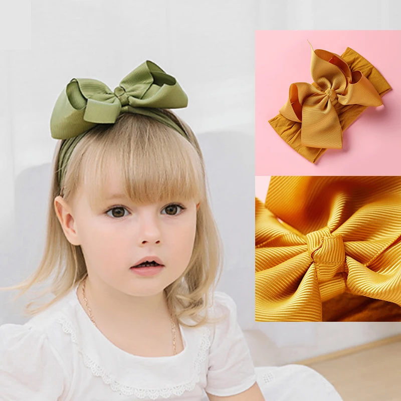 

Повязка на голову с большим бантом, тюрбан для новорожденных, для девочек, большие размеры, повязки с узелком