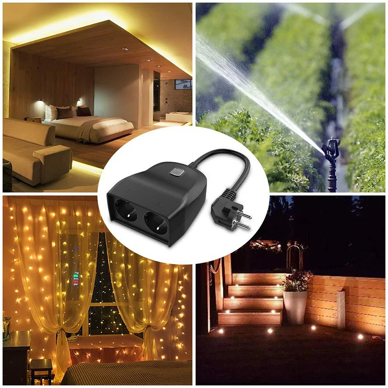 Wi Fi умная розетка ЕС вилка Голосовое управление Powstro 2 в 1 уличная настенная IP44