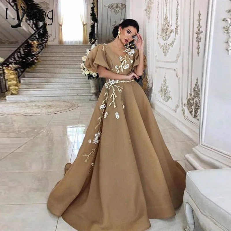 Женское вечернее платье-трапеция Элегантное Длинное платье цвета шампанского с