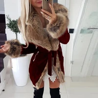 winter women coats and jackets fashion solid color long sleeve coats plush turn down neck woman jacket overcoat