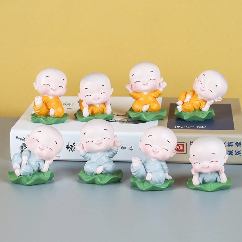 

New 5PCS Cute Monk Resin Ornaments Car Decoration Resin Crafts Home Decor Bedroom Office Creative Miniature Car Ornaments
