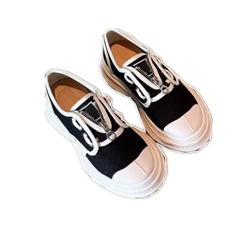 

2021 New Style Small Fragrance C Brand Luxury Thick Bottom Canvas Sport Shoes Zipper Lace Casual Platform Single Shoes Female