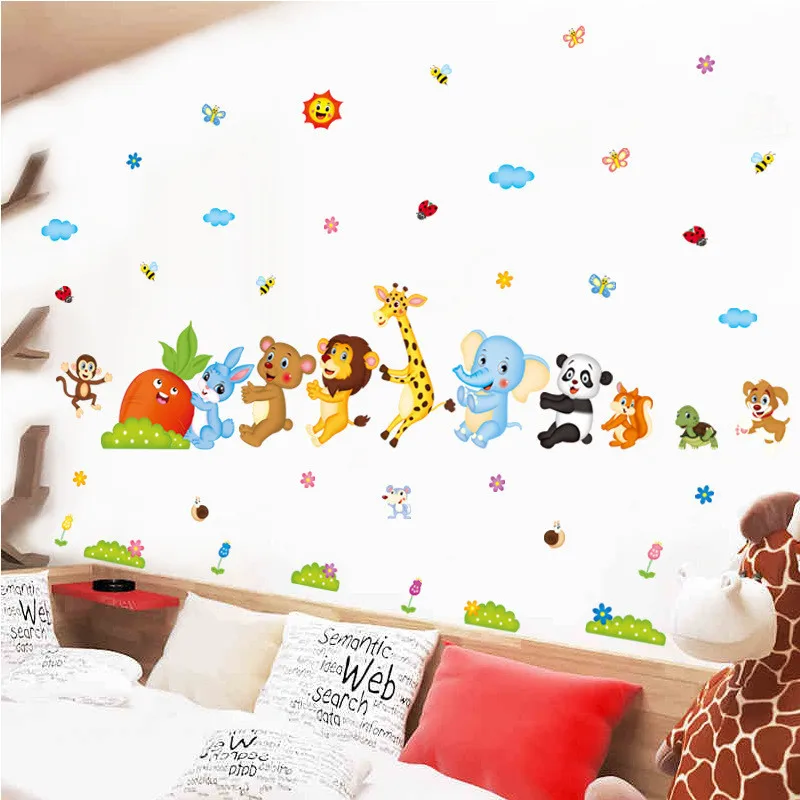 

Cartoon Animal Pull Radish Wall Sticker Kids Room Bedroom Living Room Removable Wall Stickers Wall Decal Adesivos De Parede