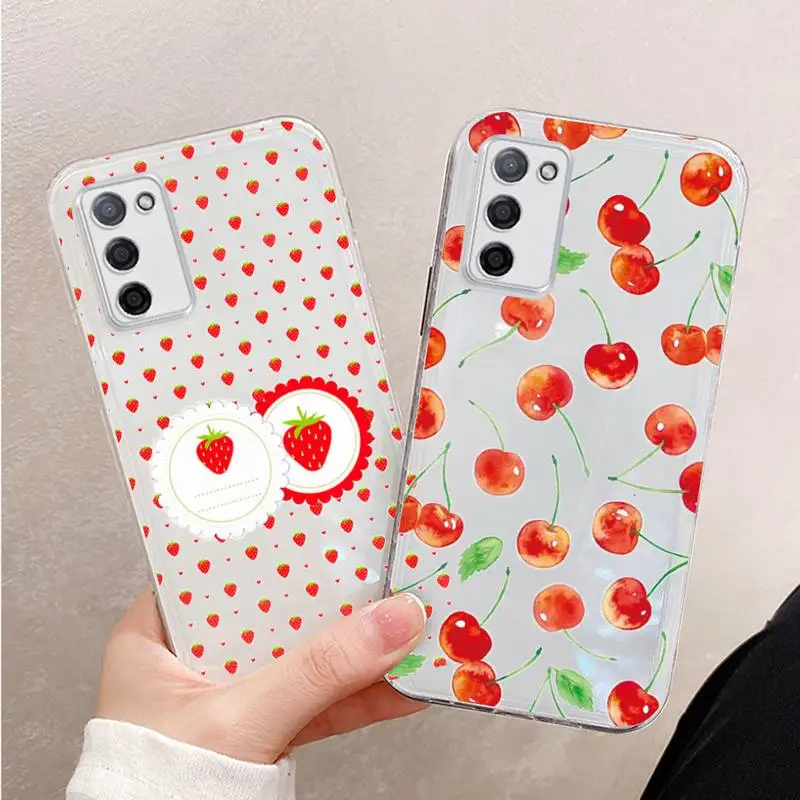 

Strawberry Cherry Phone Case Transparent For oppo R17 R15 R11 R9 F11 A32 A39 K7 K5 S X PRO PLUS moible bag