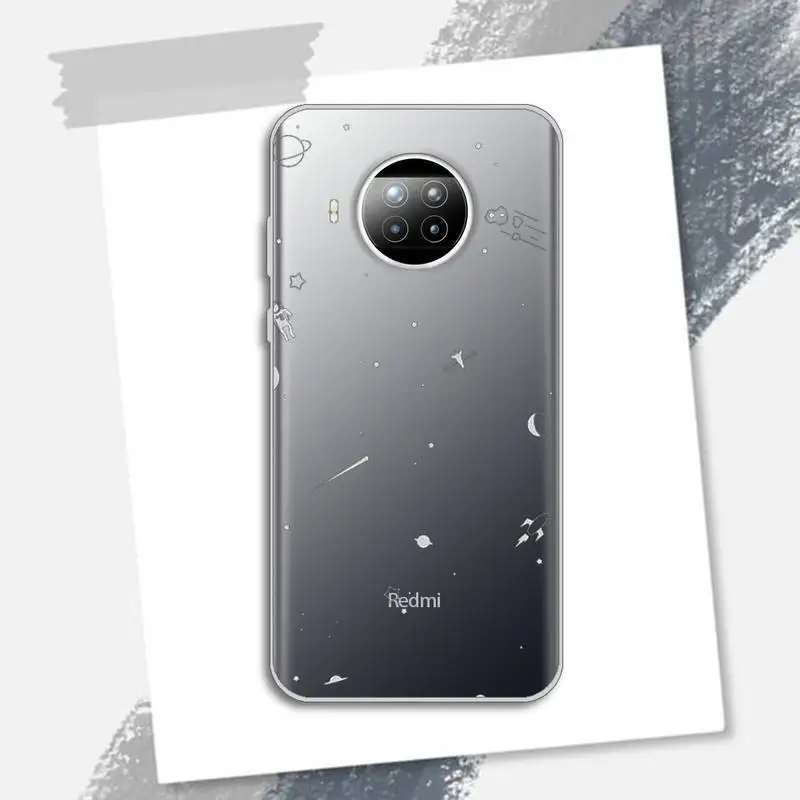 

Starry sky planet universe cartoon art Phone Case Transparent for Xiaomi Redmi note 10 t 8 9 pro lite 11 custom proctive funda