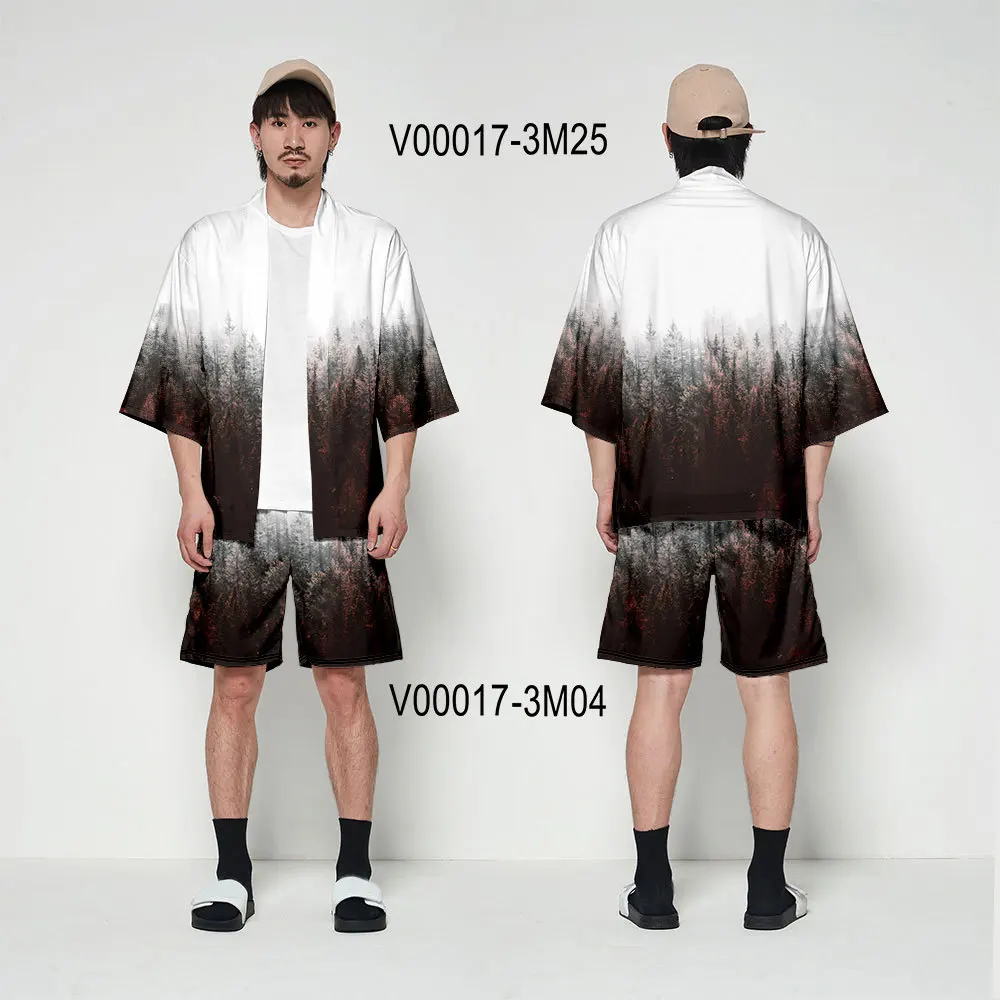 

2021 Модный японский кардиган для косплея, юката, одежда для мужчин, Харадзюку, самурайский свободный кимоно + шорты, Женский комплект