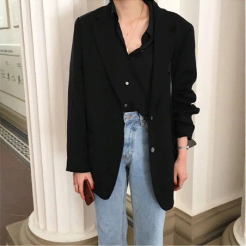 

New 2020 simple creamy white blazer for women Spring summer blazer single-breasted jackets ladies formal suit jackets