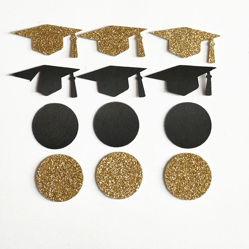 100 шт./упак. Золотая и черная шляпка круглая блестящая бумажная конфетти 3 см