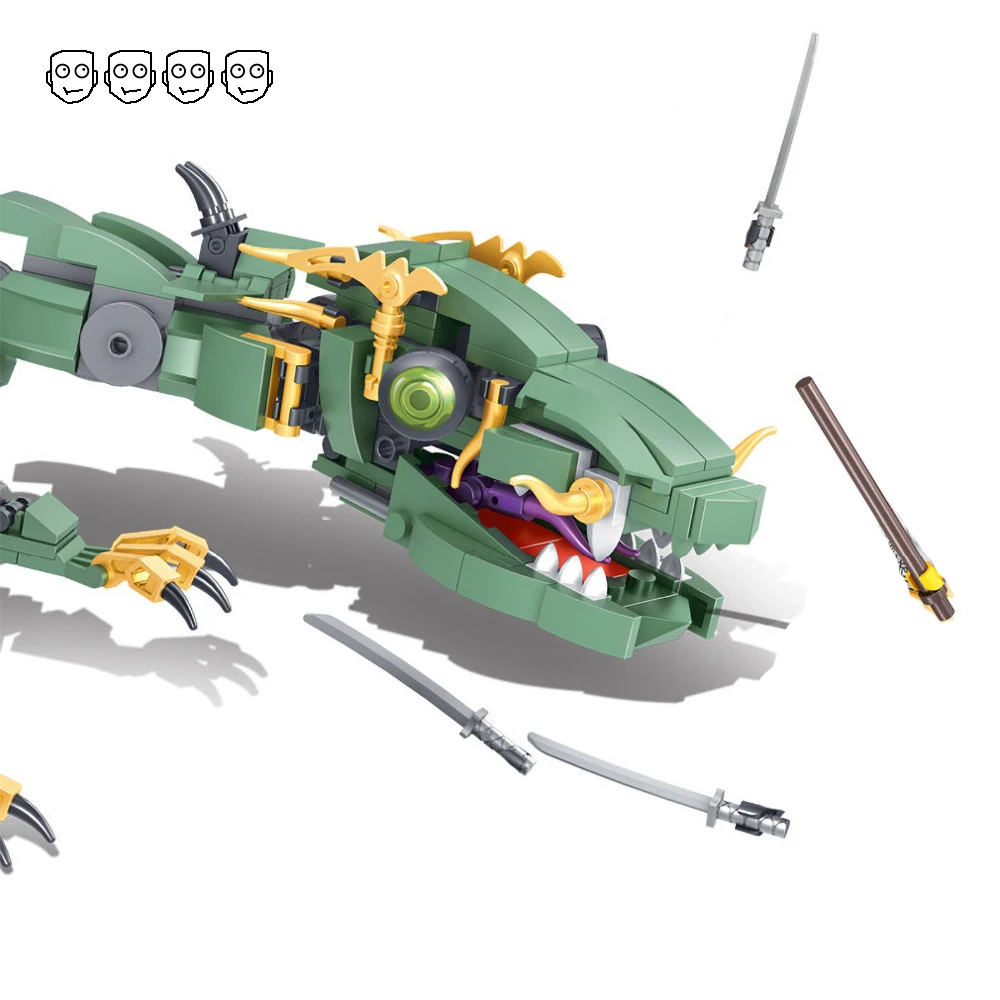 Летающий зеленый ниндзя-Дракон Mecha совместимый Ninjagoes 70612 набор миньфиг фигурки DIY строительные блоки игрушки для детей Подарки для мальчиков