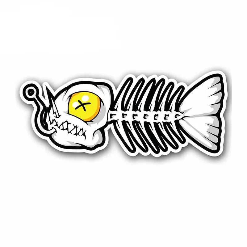 

13cm x 13cm For Bone Fish Hook Car Stickers Personality Creative Stickers Anime Decals 3D Waterproof Sunscreen