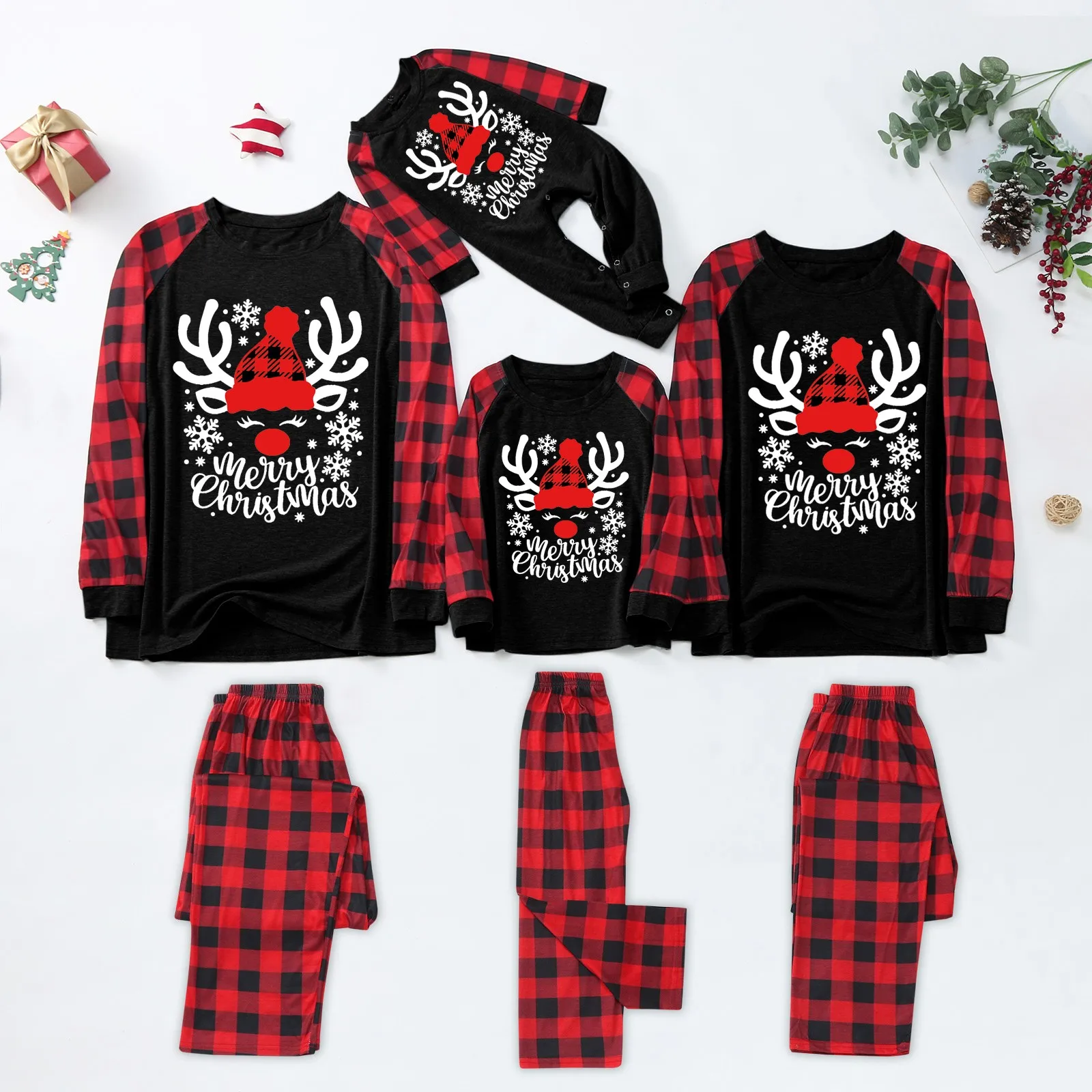 Рождественская семейная одежда пижамный комплект Детская Пижама с Санта Клаусом