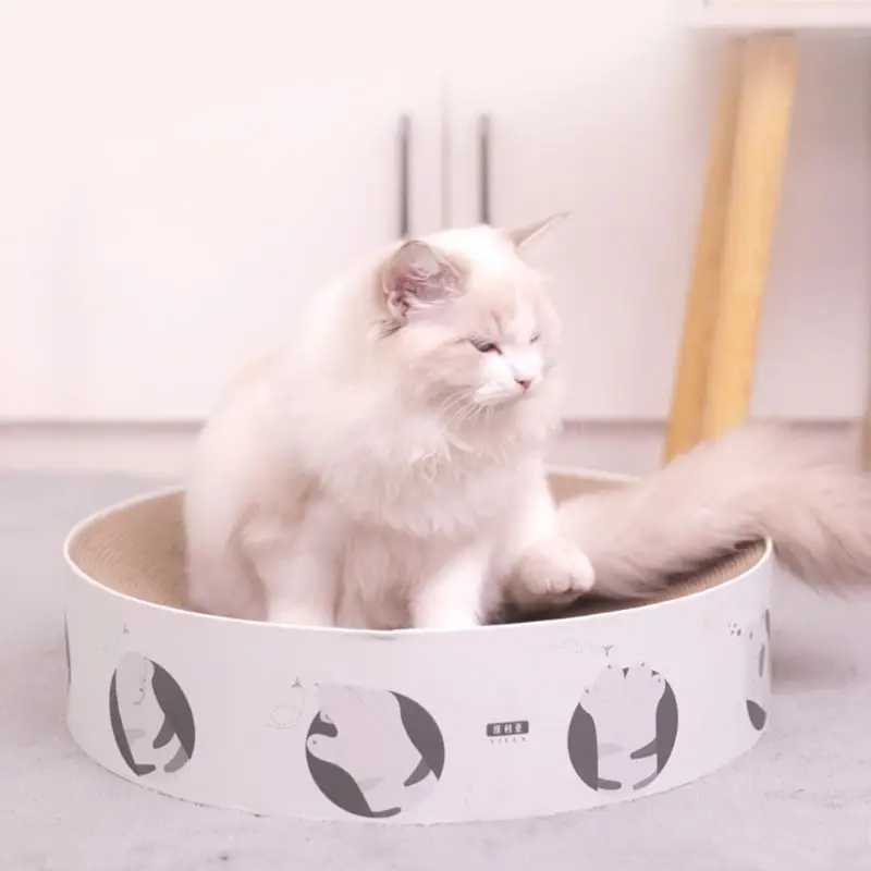

Interactive Round Cat Scratching Pad Corrugated Cardboard Lounge Bed Kitten Scratcher Post Resting Grinding Nails Toys