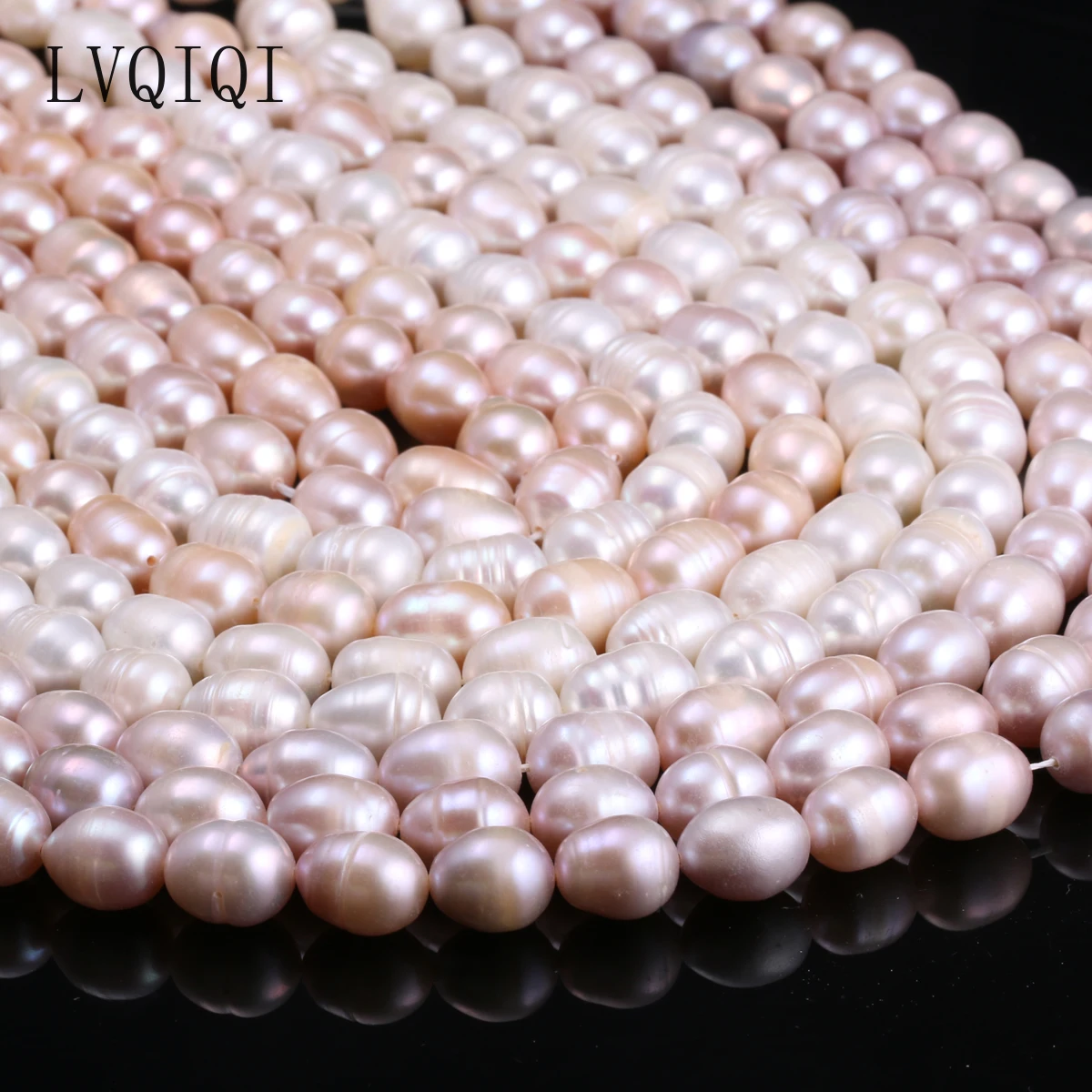 

LVQIQI Natural Freshwater Cultured Pearls Beads Rice Shape 100%Natural Pearls for Jewelry Making DIY Strand 13 Inches Size 8-9mm