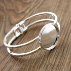 Высокое качество 25 мм посеребренный Браслет База Браслет пустые результаты лоток рамка Установка Кабошон Камея (L6-02)