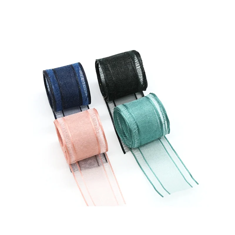 20 м органза лента рулон прямой край для рождественской елки деко пляжная шляпа