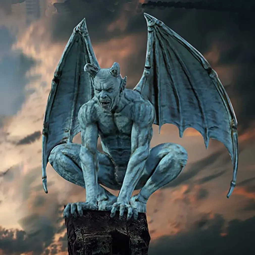 Ретро Статуя из смолы Gargoyle призрак демон крылья ангела летучая мышь монстр