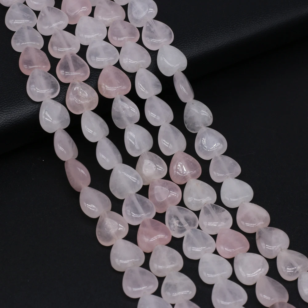 

2021 Heart Shape Natural Rose Quartzs Beaded 16pcs Agates Stone Loose Beads For Women Jewelry Bracelets Necklaces Making