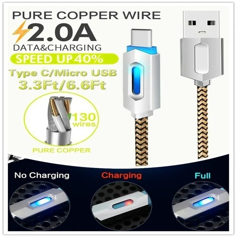 1 м нейлоновый Плетеный светодиодный кабель для освещения автомобильный